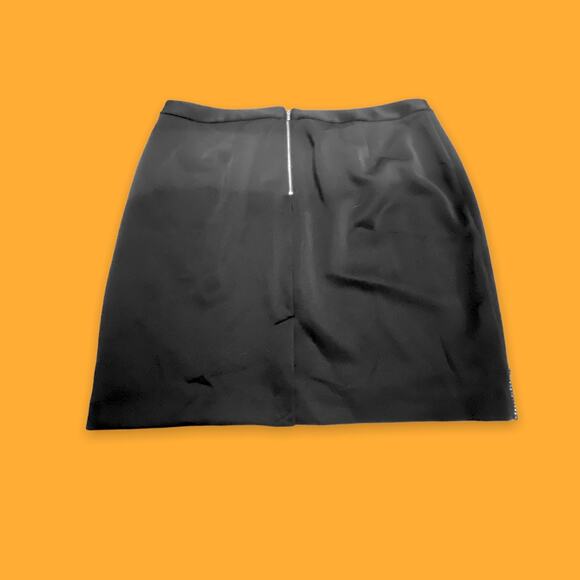 Lane Bryant Black and White Pleather Mesh Accent Asymmetrical Mini Skirt Size 26 - Picture 7 of 7